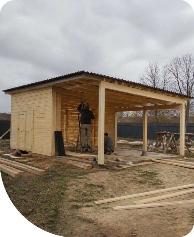 Строительство сарая с навесом на участке в Петропавловске-Камчатском под ключ