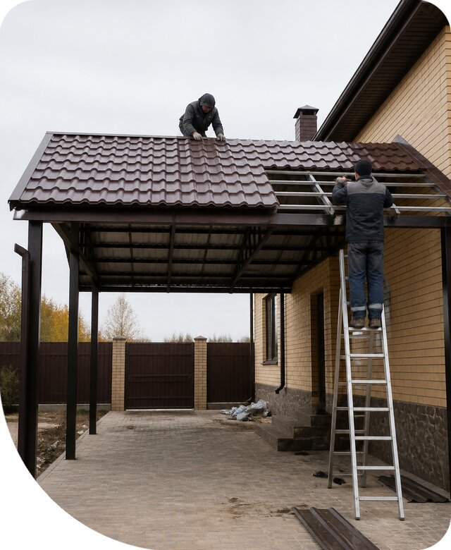 Изготовление навеса из металлочерепицы в Петропавловске-Камчатском под ключ